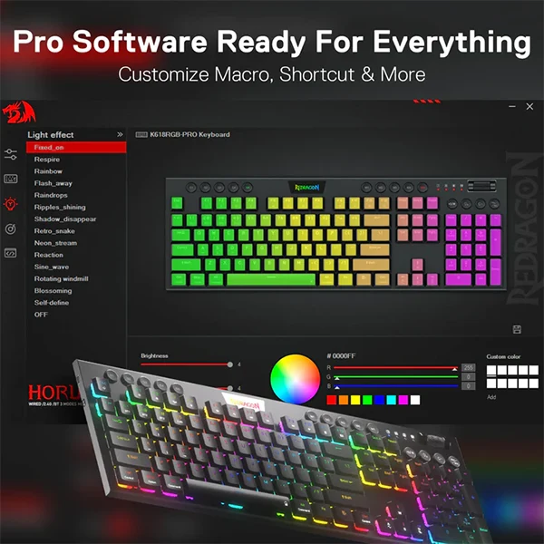 Redragon K618 PRO Wireless Low Profile Red Switches