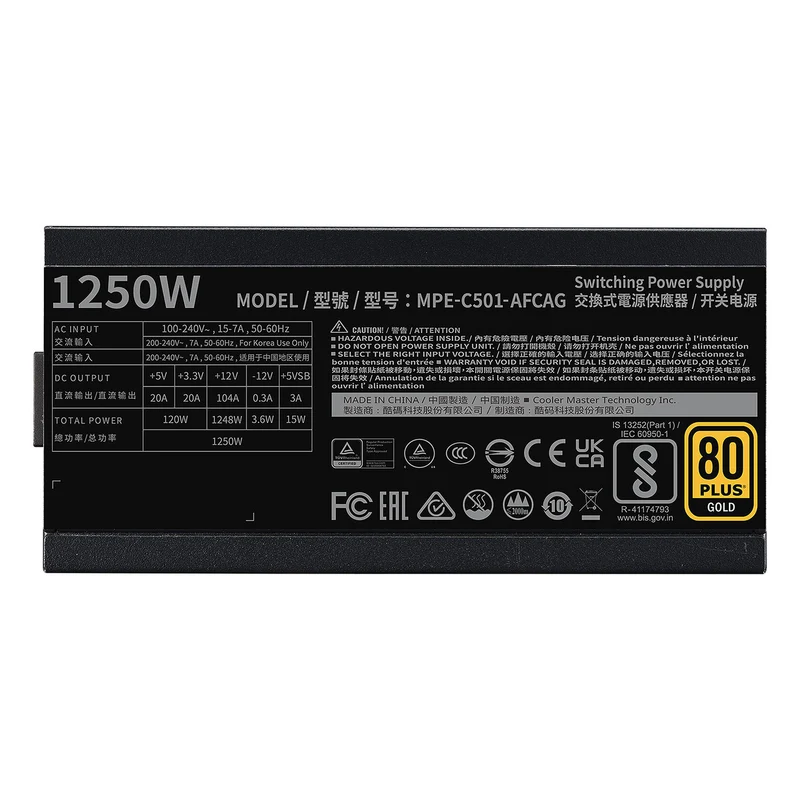Cooler Master MWE Gold 1250 Full Modular V2 ATX 3.0 80PLUS GOLD 1250W