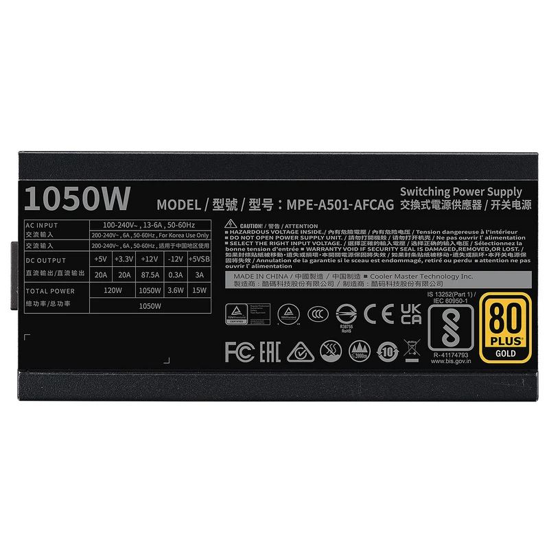 Cooler Master MWE Gold 1050 Full Modular V2 ATX 3.0 80PLUS GOLD 1050W