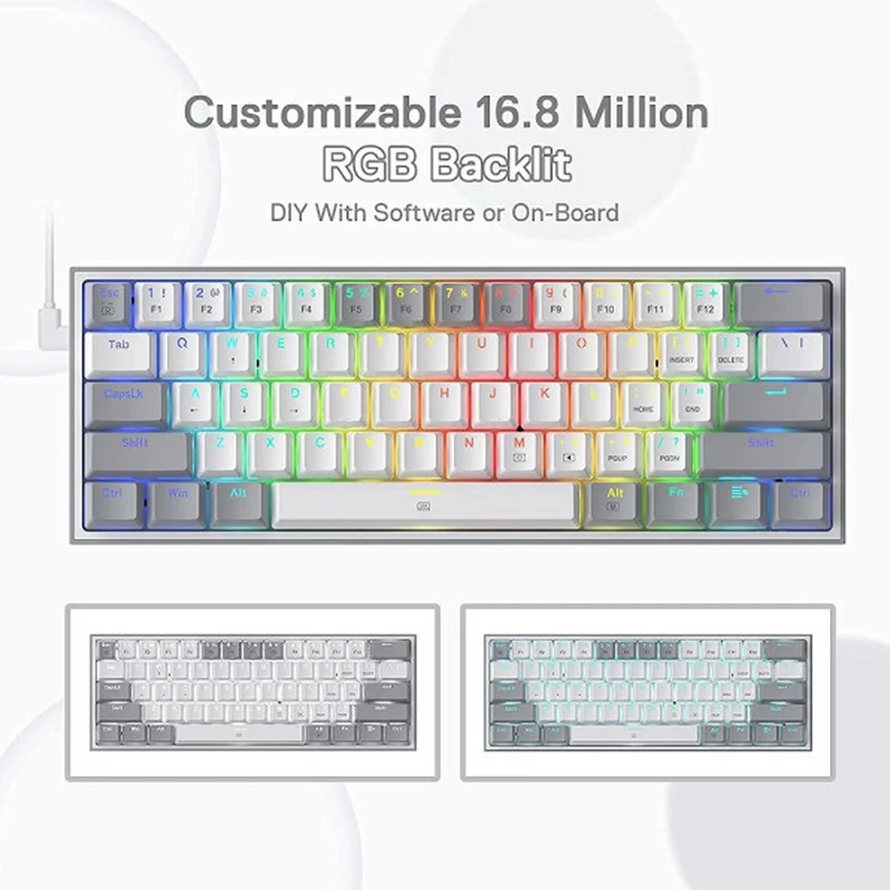 Redragon K617 Fizz 60% RGB Red Switches (White/Gray)