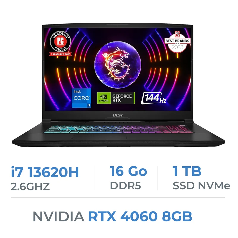 MSI KATANA 17 B13VFK i7-13620H/16 Go DDR5/1 To SSD/RTX4060 GB/17,3" 144 Hz IPS