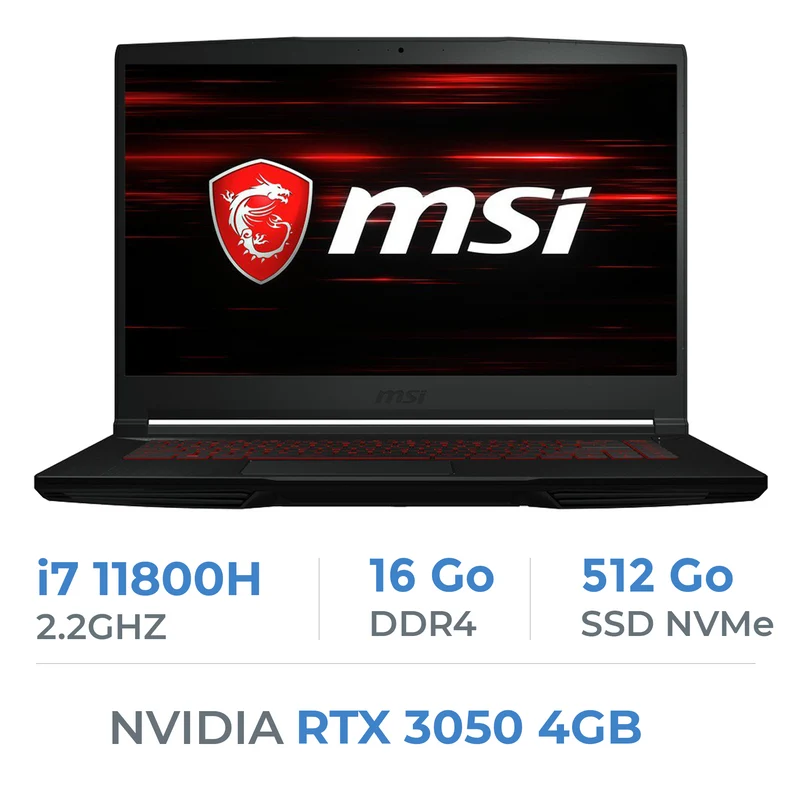 MSI GF63 11UC-1238XFR (THIN) i7-11800H/16GB/512GB SSD/RTX3050 4GB/15.6''