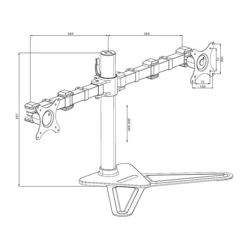 Support de bureau sur pied pour 2 moniteurs - DS1002D-B1
