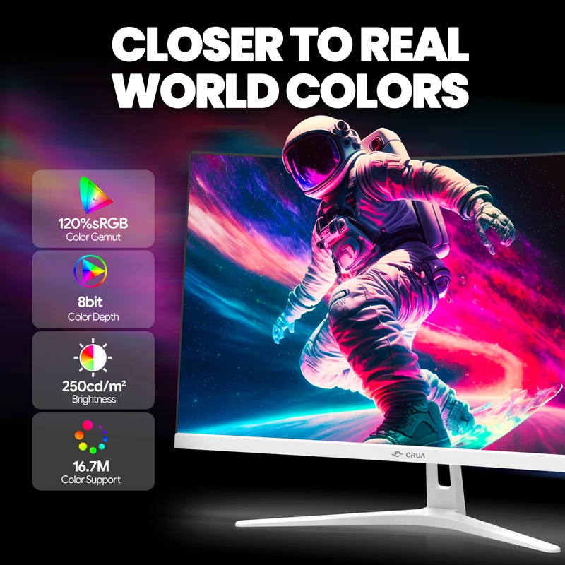 CRUA 27" 200Hz Curved Gaming Monitor,FHD 1800R White Computer Monitor,120% sRGB,FreeSync,Low Motion Blur,HDMI & DP