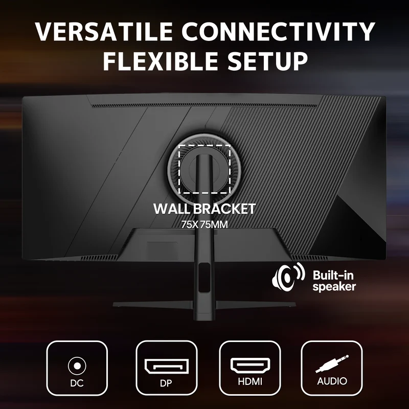 CRUA 34" WQHD 240Hz Ultrawide Curved Gaming Monitor, 1500R, FreeSync, Black 3440x1440 VA Screen With 120%sRGB, Built-In Speakers, HDMI 2.1/DP 1.4 and 75x75mm Wall Mount For Gaming, Streaming and Work