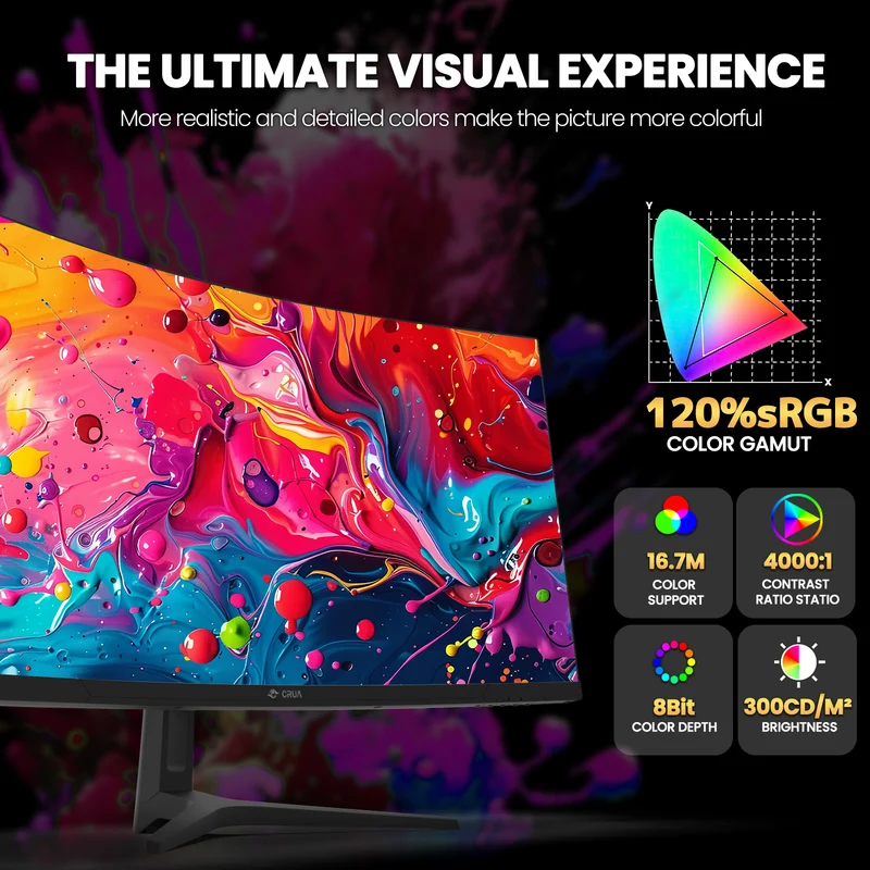 CRUA 34 Inch Curved Gaming Monitor, 21:9 WQHD 3440x1440 165Hz/144Hz 1500R Ultrawide Computer Monitor Support Freesync, PIP/PBP, 120% sRGB, HDMI 2.0 & DP 1.4, Wall Mountable/Tilt Adjustable-Black