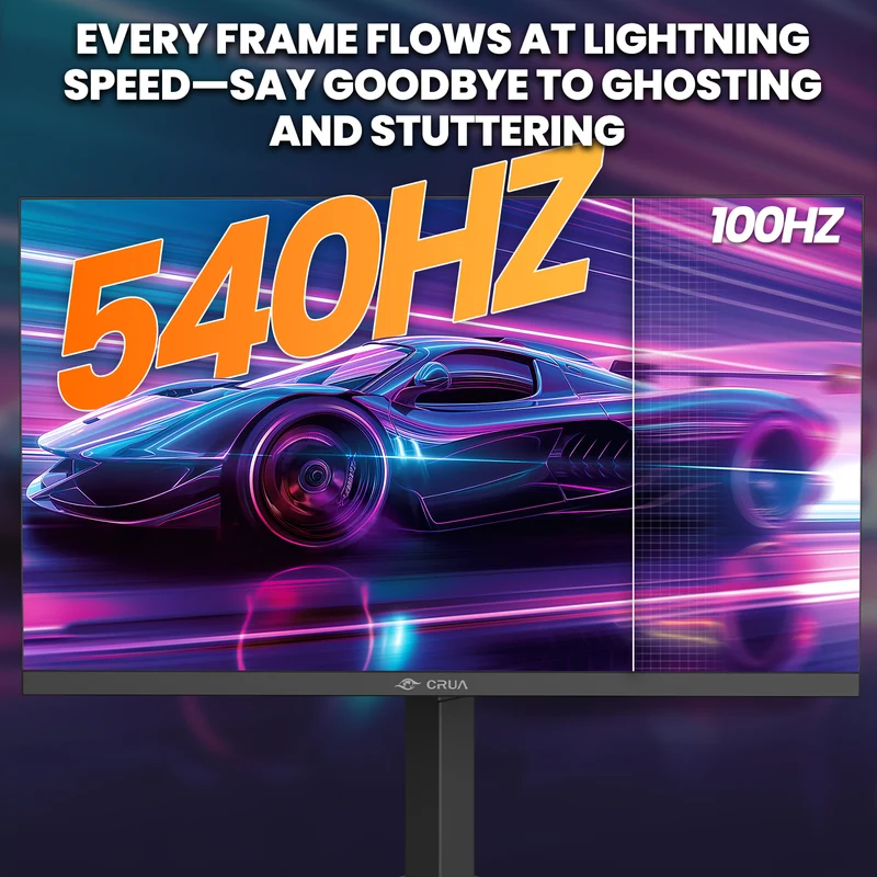 CRUA 27” 540Hz Gaming Monitor, IPS FHD(1920x1080P), AMD FreeSync, 120% sRGB, Height/Pivot/Rotating/Tilt Adjustable Vertical Monitor, HDMI 2.1 + DP 1.4, Wall Mount Install-Black