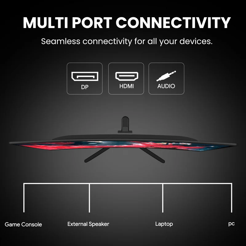 CRUA 24” 240Hz Gaming Monitor, Curved FHD 1920 x 1080P, Support 120% sRGB, AMD FreeSync, Low Motion Blur, Wall Mount Installs Compatible, for Office and Games(HDMI 2.0 & DP 1.4) – Black