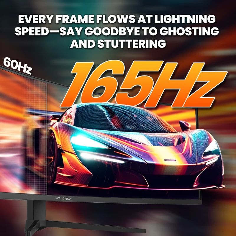 CRUA 49" Curved Gaming Monitor | DQHD(5120 * 1440), 144Hz/165Hz, 1500R, 32:9, AMD FreeSync, 120% sRGB, Height Adjustable Ultra-Wide Screen Monitors, HDMI 2.1 & DP 1.4, Wall Mount Install- Black
