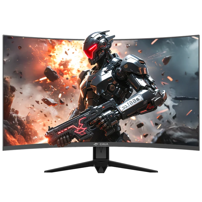 CRUA 32" Curved Gaming Monitor, 240Hz Full HD 1920×1080P VA Panel, 1800R Ultra-Wide Screen, 120% sRGB Color, AMD FreeSync, Low Blue Light, HDMI 2.0 & DP 1.4 Ports, Wall Mountable Installs-Black