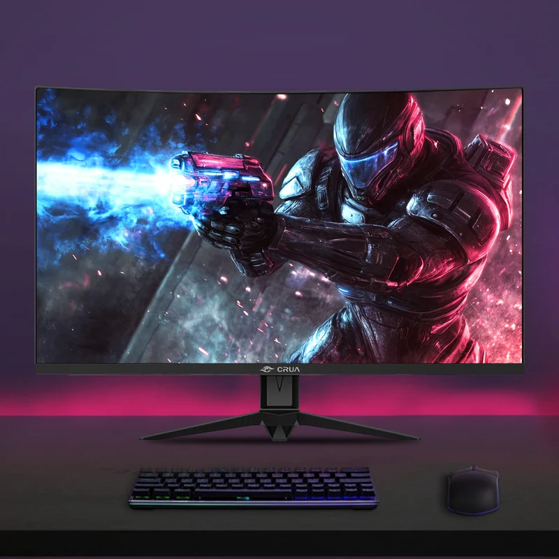CRUA 32" Curved Gaming Monitor, 240Hz Full HD 1920×1080P VA Panel, 1800R Ultra-Wide Screen, 120% sRGB Color, AMD FreeSync, Low Blue Light, HDMI 2.0 & DP 1.4 Ports, Wall Mountable Installs-Black