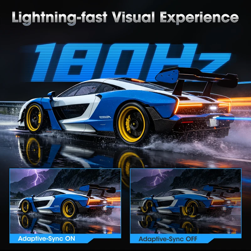 KOORUI 24 inch 1080p Curved Gaming Monitor, 180Hz FHD Computer Monitor, 1ms Adaptive-Sync, 24E6CA WAL