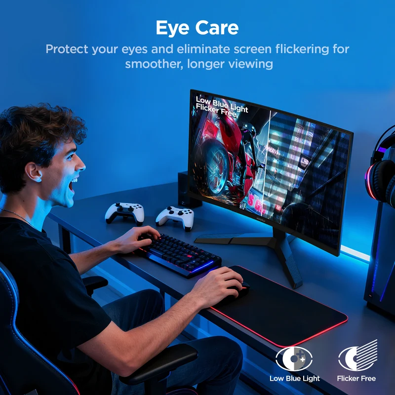 KOORUI 27 Inch Curved Gaming Monitor QHD 180Hz, 1ms 1500R VA Display 27E6QCA AMZ