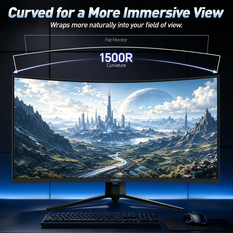 KOORUI 32 Inch Curved Gaming Monitor, QHD 2560×1440p 170Hz 1ms 1500R G3221SC AMZ