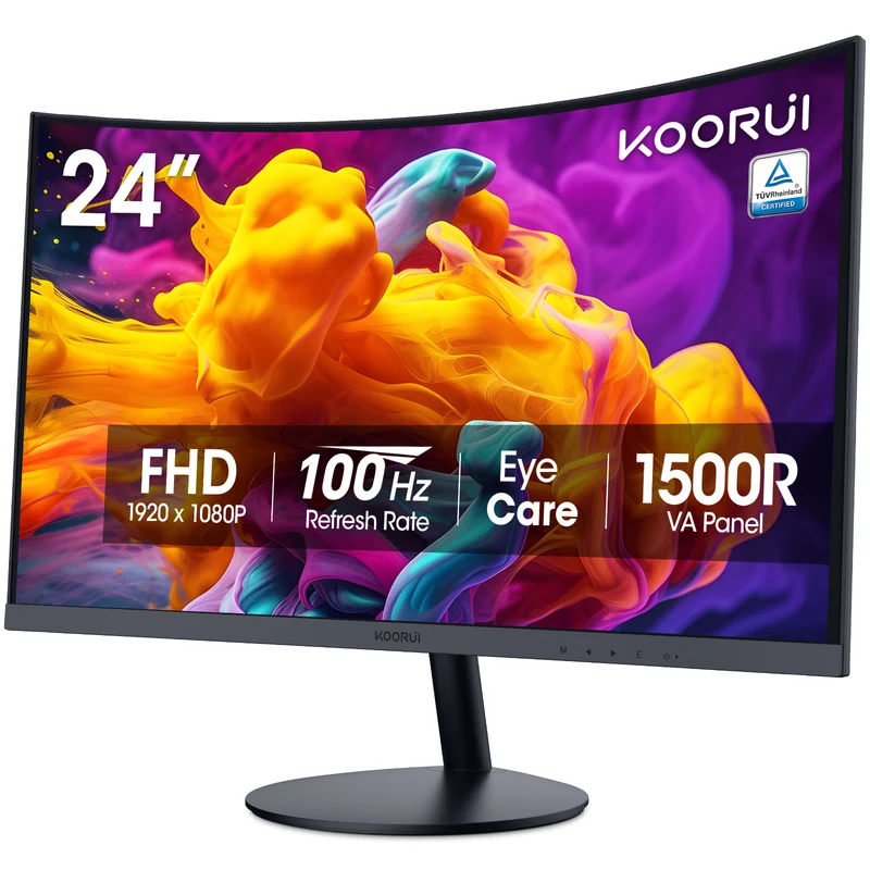KOORUI 24 inch Curved Computer Monitor, FHD 100Hz VA 1500R PC Screen 24N5CA AMZ