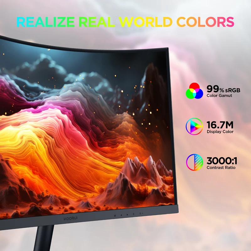 KOORUI 24 inch Curved Computer Monitor, FHD 100Hz VA 1500R PC Screen 24N5CA AMZ