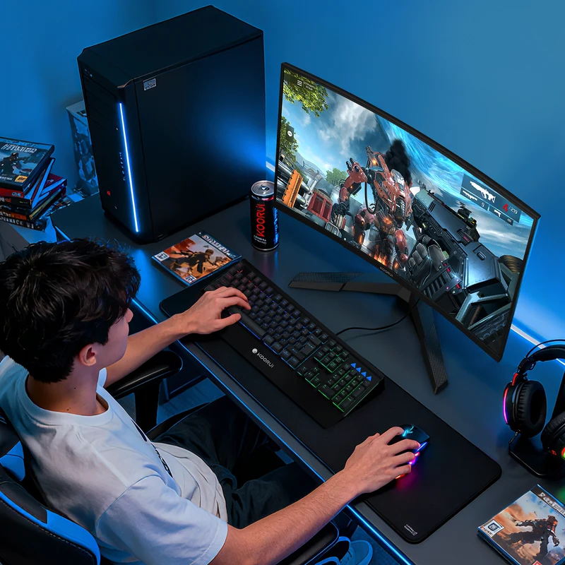 KOORUI 27 Inch Curved Gaming Monitor 180Hz FHD 1080P, 1500R VA Display 27E6CA AMZ