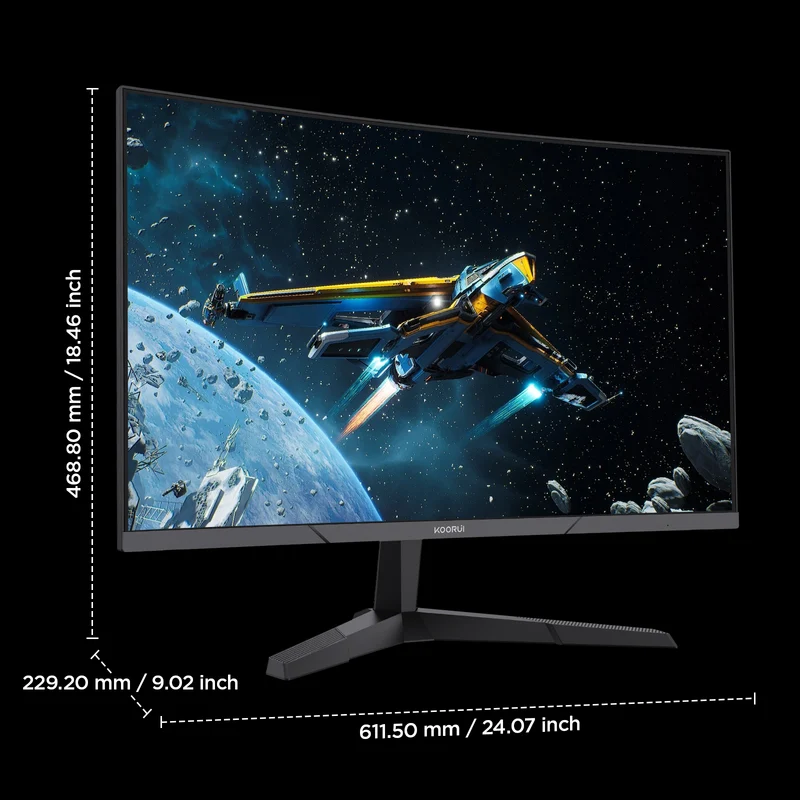 KOORUI 27 Inch Curved Gaming Monitor 180Hz FHD 1080P, 1500R VA Display 27E6CA AMZ