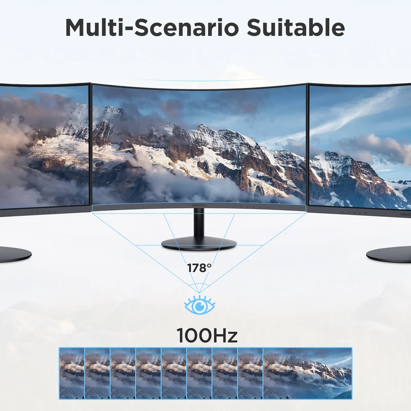 KOORUI 24" 100Hz Curved Computer Monitor, FHD 1080P 1500R PC Monitors, HDMI&VGA Ports, Eye Care 24N5CA WAL
