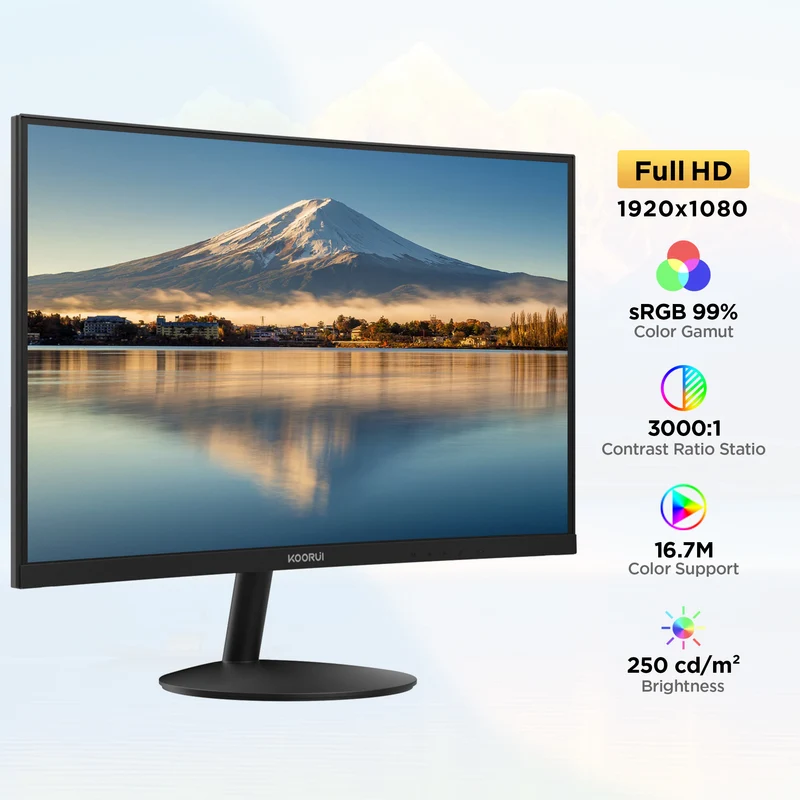 KOORUI 27" 1080p Curved Computer Monitor, 144Hz FHD Gaming Monitor, Power Adapter HDMI&DP Cable 27N5CA WAL