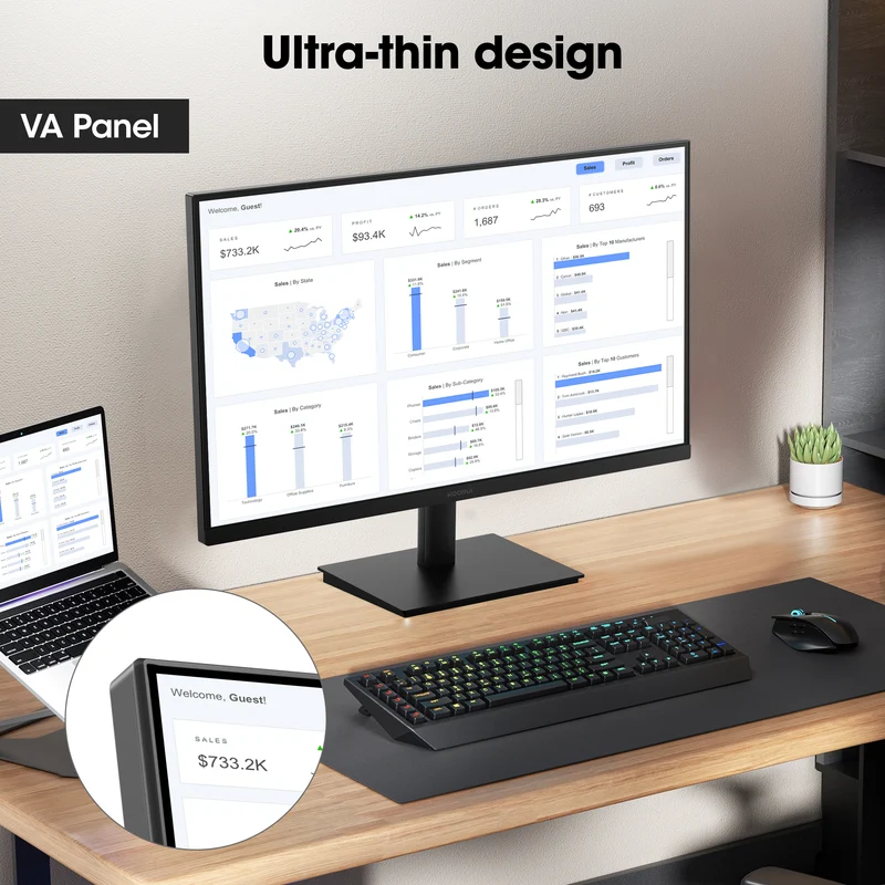 KOORUI 24'' FHD 1920×1080p Computer Monitor, 100Hz PC Monitor, HDMI&VGA VESA, E2412F WAL