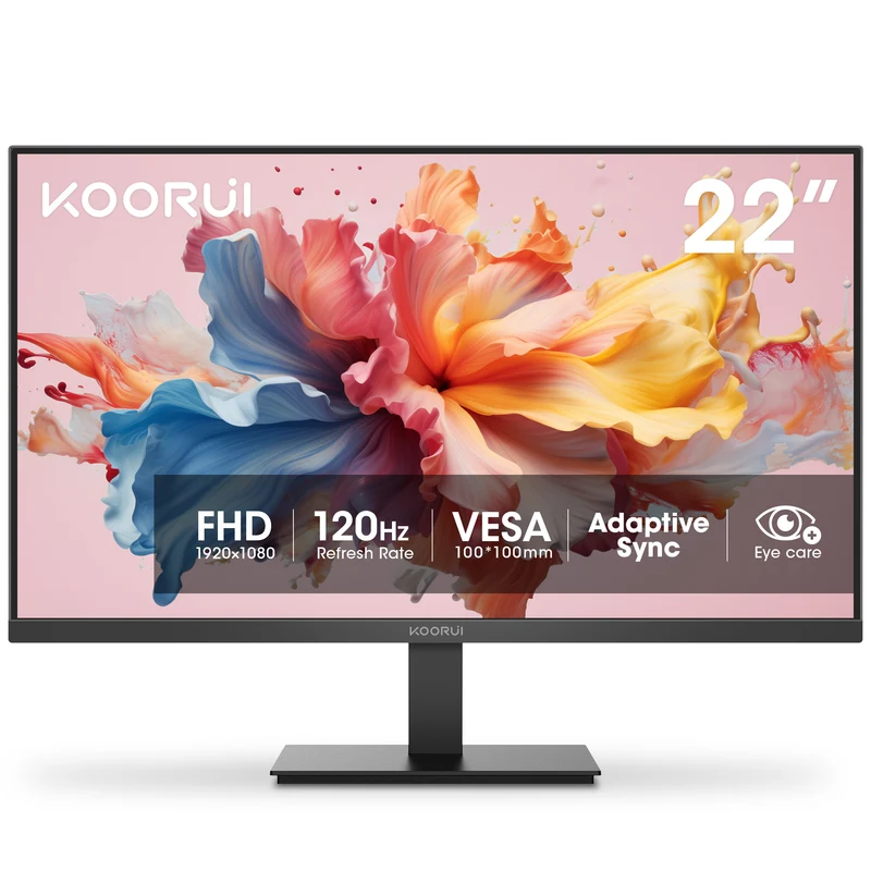 KOORUI 22" FHD 120 Hz Computer Monitor, 1080p PC Monitor with Adaptive-Sync, New E2212H WAL