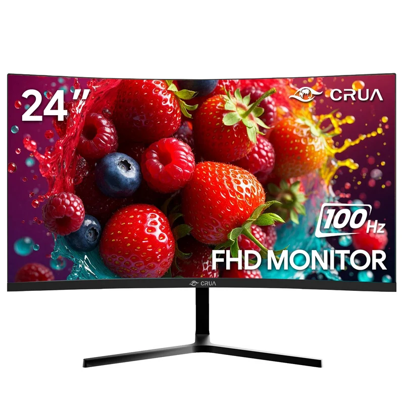 CRUA 24 "100Hz Curved Monitor,FHD (1920×1080) 99% sRGB Coimputer Montor,Thin Bezel, Wall Mountable & Tilt Adjustable,Black
