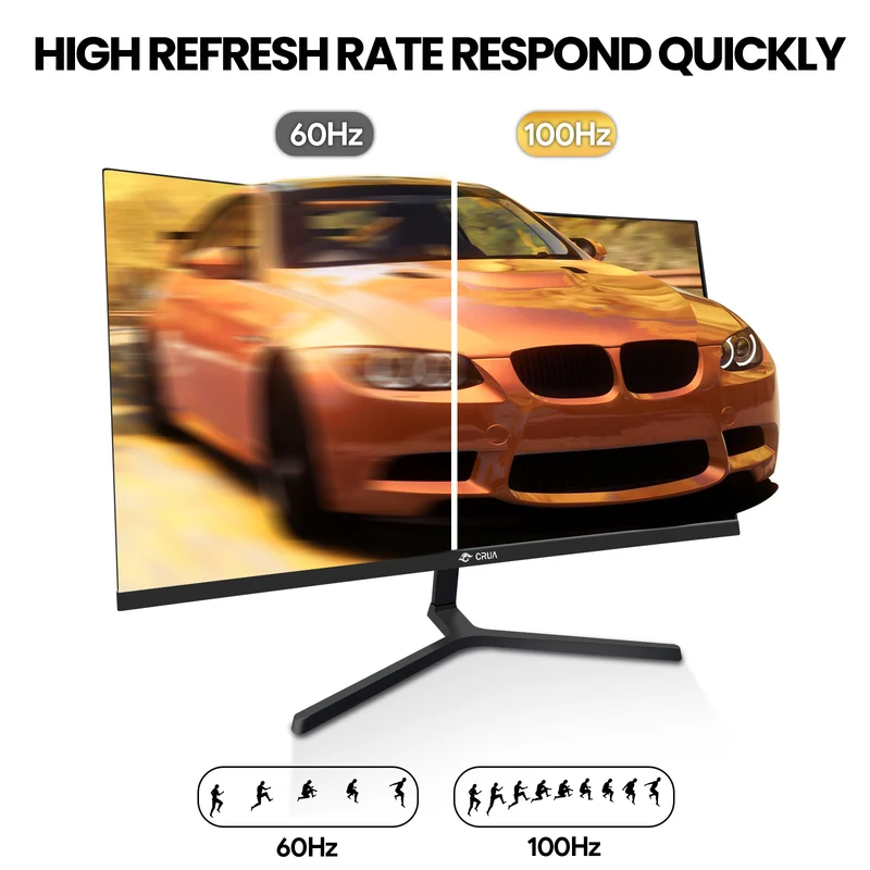 CRUA 24 "100Hz Curved Monitor,FHD (1920×1080) 99% sRGB Coimputer Montor,Thin Bezel, Wall Mountable & Tilt Adjustable,Black