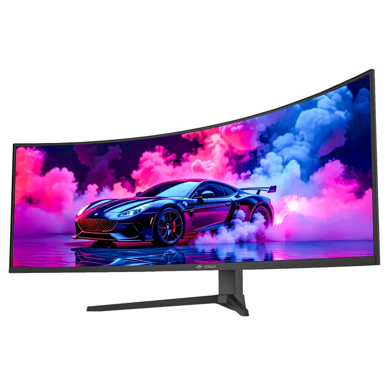 CRUA 49" Curved Gaming Monitor | DQHD(5120 * 1440), 144Hz/165Hz, 1500R, 32:9, AMD FreeSync, 120% sRGB, Height Adjustable Ultra-Wide Computer Monitors, HDMI 2.1 & DP 1.4, Wall Mount Install- Black