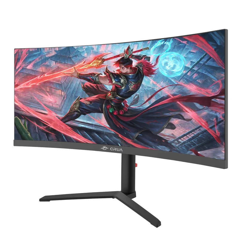 CRUA 34"165Hz Curved Ultrawide Gaming Monitor, 3440×1440 UWQHD, Height Adjustable Stand, Built-in Speakers, HDMI & DisplayPort, Black