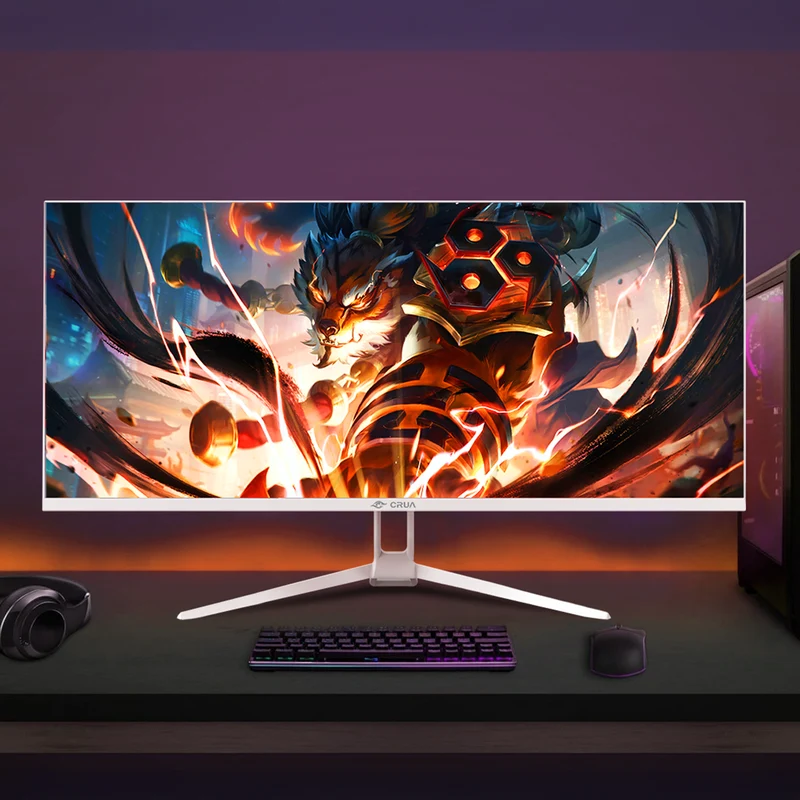CRUA 34" WQHD 165Hz Utrawide Gaming Monitor,3440x1440 21:9 IPS Gaming Monitor,Build-in Speakers,120% sRGB,AMD FreeSync,HDMI & DP,Wall Mount Mount - White