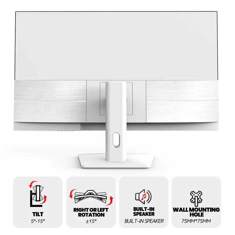 CRUA 32" 2K 75Hz IPS Computer Monitor, QHD 1440P with Build-in Speakers, 100% SRGB,FreeSync,HDMI Port-White