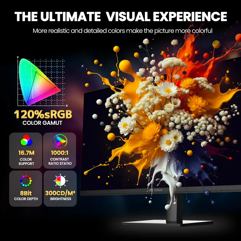 CRUA 27'' 2K 360Hz IPS Gaming Monitor, QHD 1440P, 120%sRGB, Built-in Speakers, Height/Pivot/Swivel/Tilt Adjustable, FreeSync, DP1.4 & HDMI2.1, Wall Mount-Black