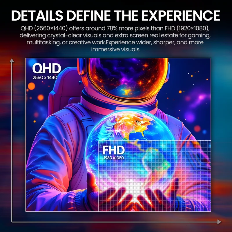 CRUA 27'' 2K 260Hz Curved Gaming Monitor, QHD 1440P,1800R, with Built-in Speakers, Support AMD FreeSync, 120% sRGB, Blue Light Filter, Wall Mountable-Black
