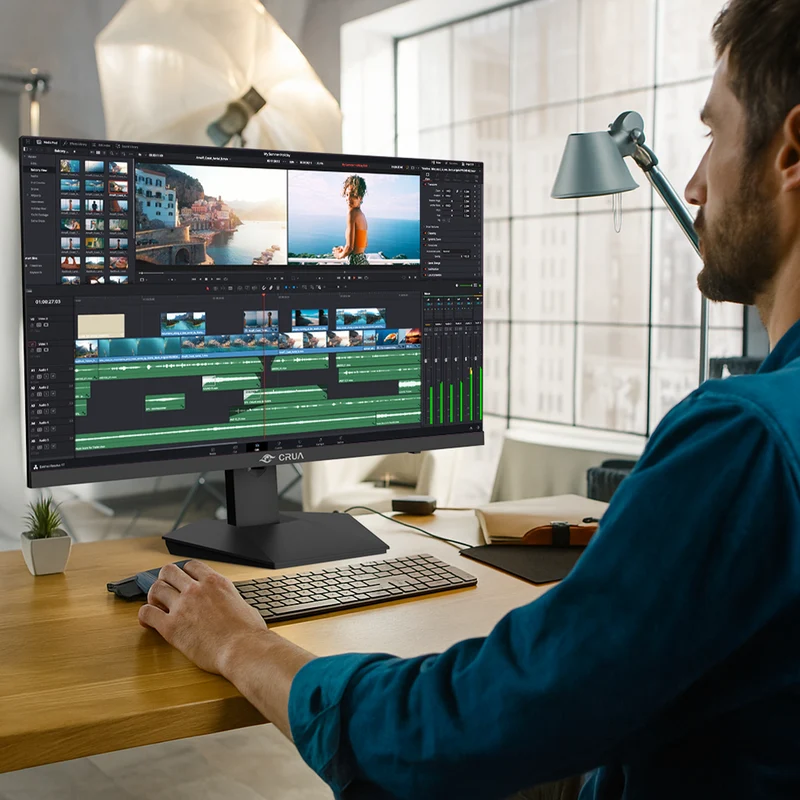 CRUA 27" 4K UHD Monitor, IPS Flat Panel, 3840×2160,Computer Monitor 120% SRGB, FreeSync ,HDMI & DP Ports, , HDR, Wall Mountable – Black