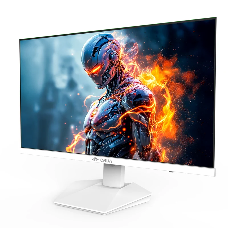 CRUA 27” Gaming Monitor, UHD (3840x2160) Dual Mode (4K 160Hz or FHD 320Hz), 120% sRGB, Support FreeSync, Built-in Speakers, RGB Lighting, HDMI & DP, Height adjustable, Wall Mount Install-White