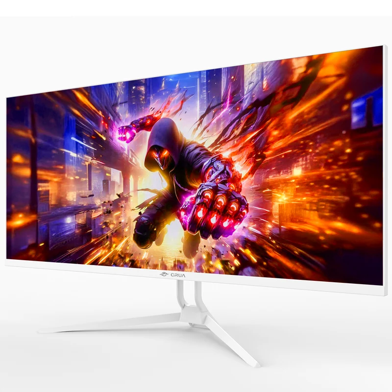 CRUA 34" WQHD 165Hz Utrawide Gaming Monitor,3440x1440 21:9 IPS Gaming Monitor,Build-in Speakers,120% sRGB,AMD FreeSync,HDMI & DP,Wall Mount Mount - White