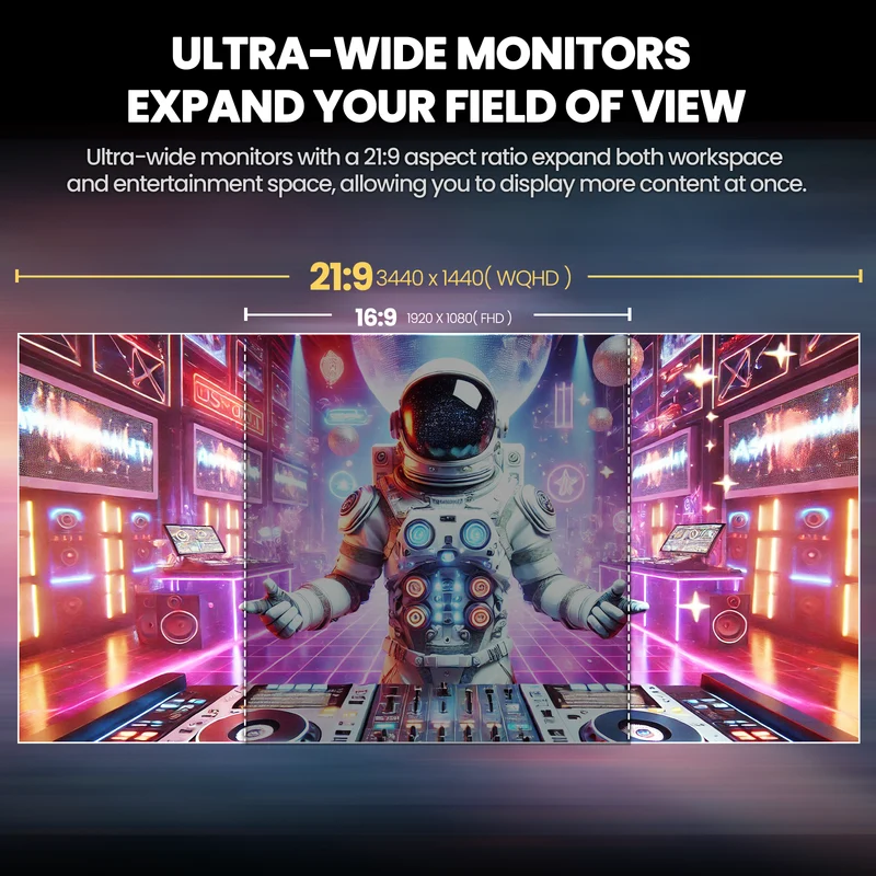 CRUA 34-inch IPS Curved Gaming Monitor, WQHD 3440x1440, 120Hz Computer Monitor, 1900R, 120% sRGB, FreeSync, HDMI 2.0 & DP 1.4, Wall Mountable - Black