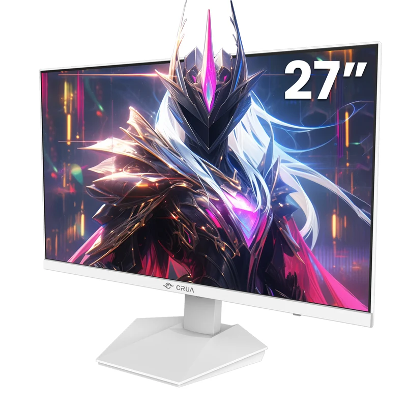 CRUA 27 Inch Gaming Monitor QHD 1440P 240Hz 120% sRGB IPS Computer Monitor with Built in Speaker, Tilt Adjustable, Support FreeSync, DP&HDMI, Wall Mount-White