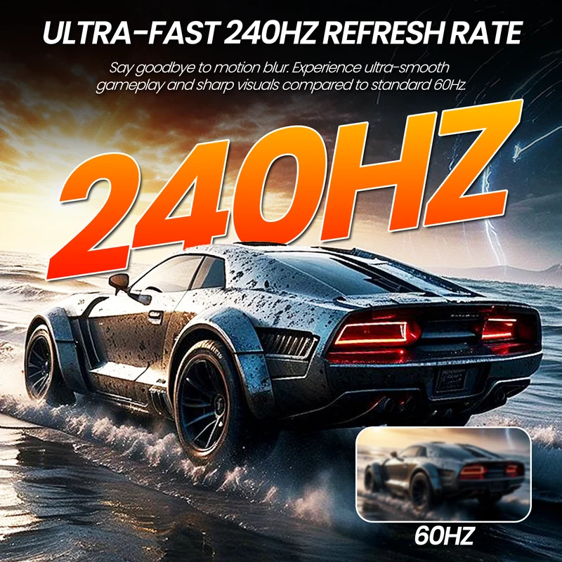 CRUA 27 Inch Gaming Monitor QHD 1440P 240Hz 120% sRGB IPS Computer Monitor with Built in Speaker, Tilt Adjustable, Support FreeSync, DP&HDMI, Wall Mount-White