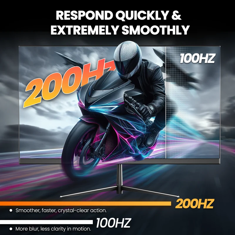 CRUA 24.5 inch 200hz Ips FHD gaming monitor 1920x1080 120% Srgb Freesync, DP/HDMI, built-in speakers, support wall mounting black