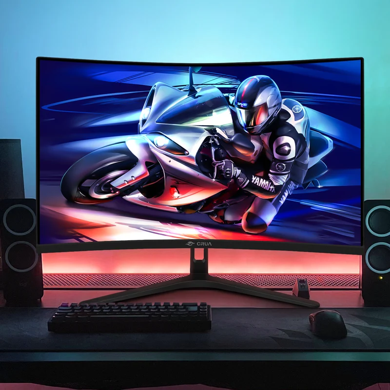 CRUA 32" Curved Gaming Monitor,180Hz QHDVA Screen, Support Wall Mount- Black