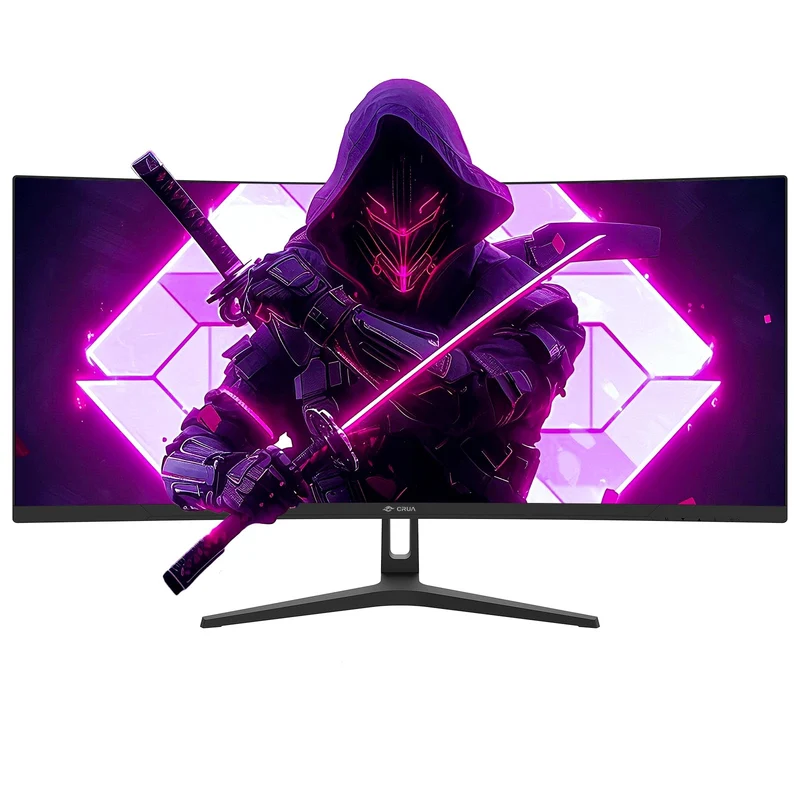 CRUA 34" WQHD 165Hz Ultrawide Curved Gaming Monitor, 1500R, FreeSync, Black 21:9 Display With 120%sRGB Color, HDMI 2.0, DP 1.4, 3.5mm Audio Out and 75x75mm Wall Mount For PC Gaming, Editing and Work