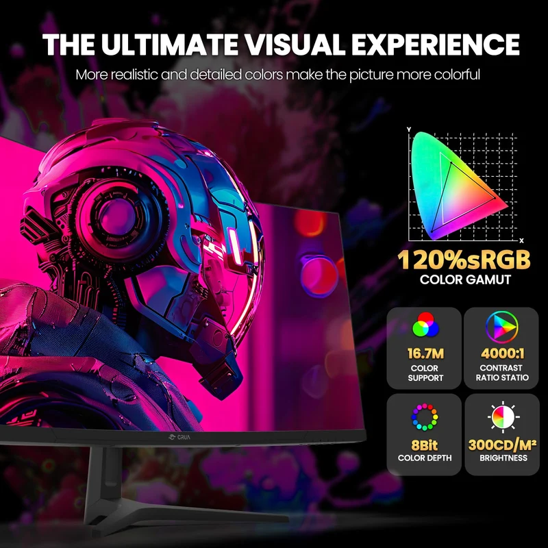 CRUA 34" WQHD 165Hz Ultrawide Curved Gaming Monitor, 1500R, FreeSync, Black 21:9 Display With 120%sRGB Color, HDMI 2.0, DP 1.4, 3.5mm Audio Out and 75x75mm Wall Mount For PC Gaming, Editing and Work