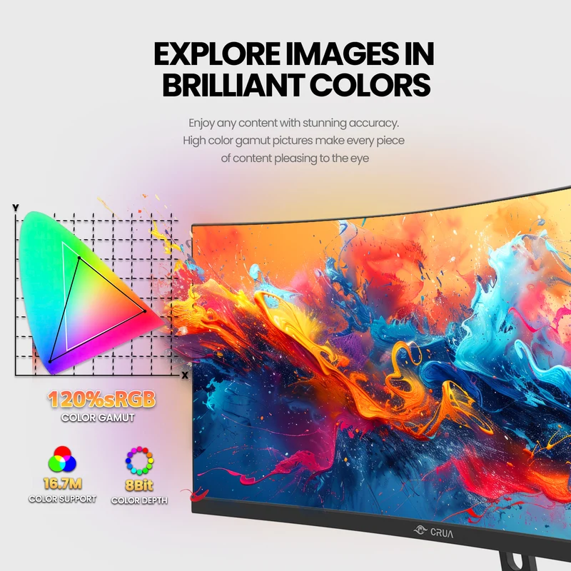 CRUA 30Inch Ultrawide Curved Monitor, 21:9 WFHD(2560x1080P) VA Computer Monitor, 120% sRGB 100HZ 1500R PC Monitors Support FreeSync, Wall-Mounted, with HDMI/DP Display Port-Black
