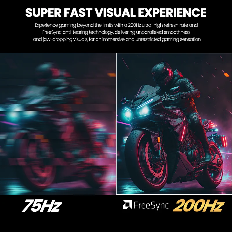CRUA 24.5Inch Gaming Monitor 165Hz/200Hz, FHD(1920x1080P) 120% sRGB Computer Monitor, Height/Pivot/Swivel/Tilt Adjustable Vertical Monitor, Support FreeSync, DP,HDMI, Wall Mount (75mmX75mm)