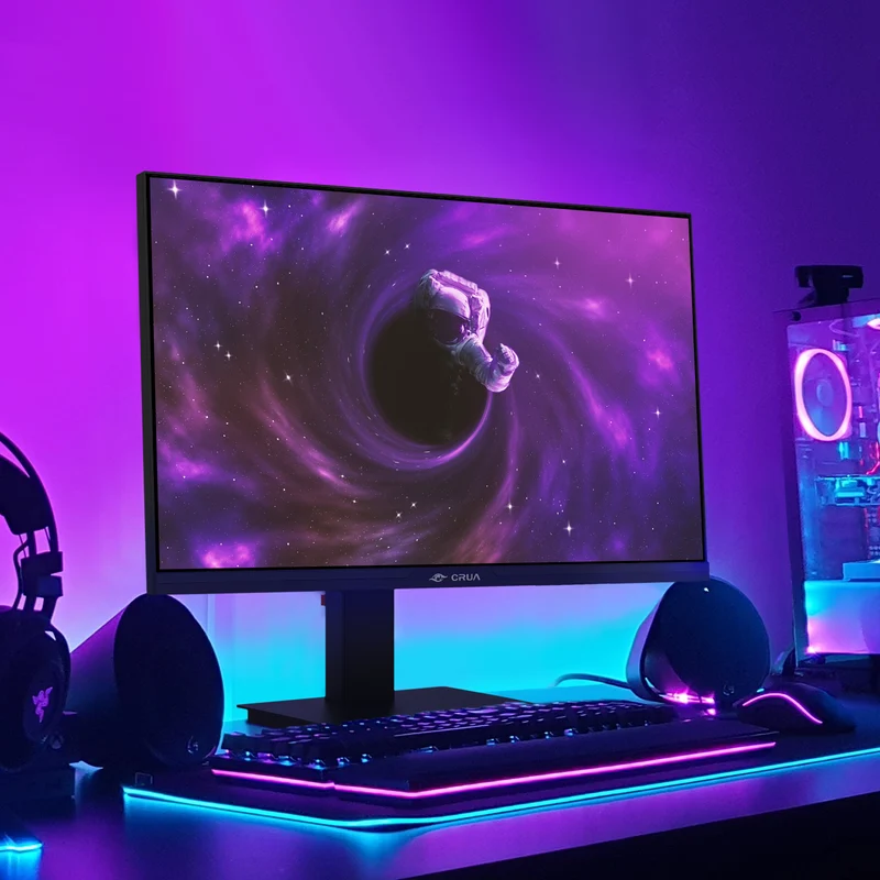 CRUA 24.5Inch Gaming Monitor 165Hz/200Hz, FHD(1920x1080P) 120% sRGB Computer Monitor, Height/Pivot/Swivel/Tilt Adjustable Vertical Monitor, Support FreeSync, DP,HDMI, Wall Mount (75mmX75mm)