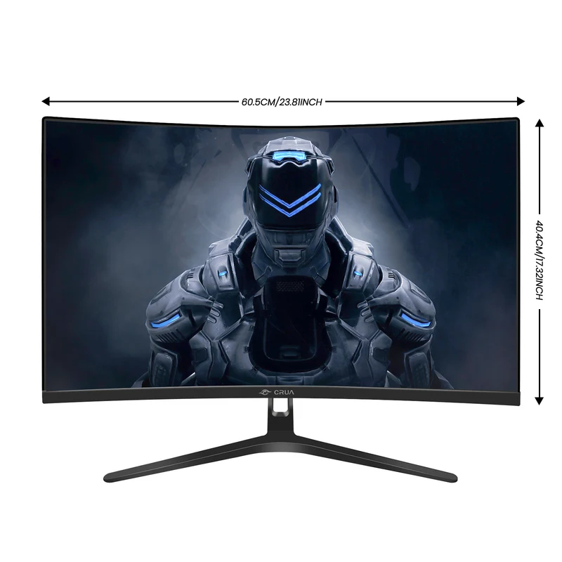 CRUA 27" Curved Gaming Monitor, FHD 1920x1080P, 144Hz/180Hz Computer Monitor, 1800R VA Screen, 120% sRGB, AMD FreeSync, HDMI & DP, Wall Mount Install- Black