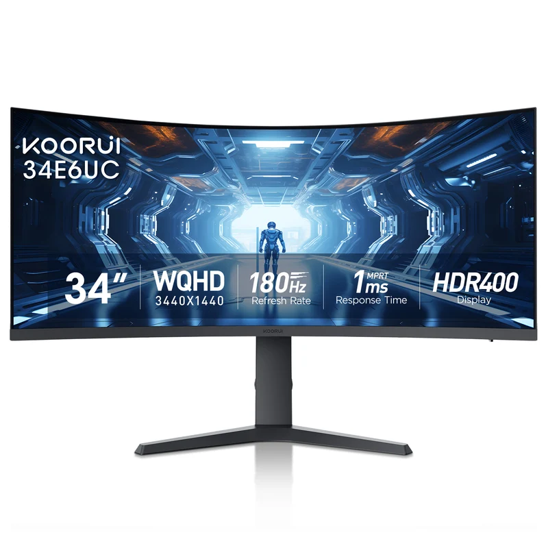 KOORUI 34E6UC 34-inch VA WQHD 180Hz Curved Gaming Monitor