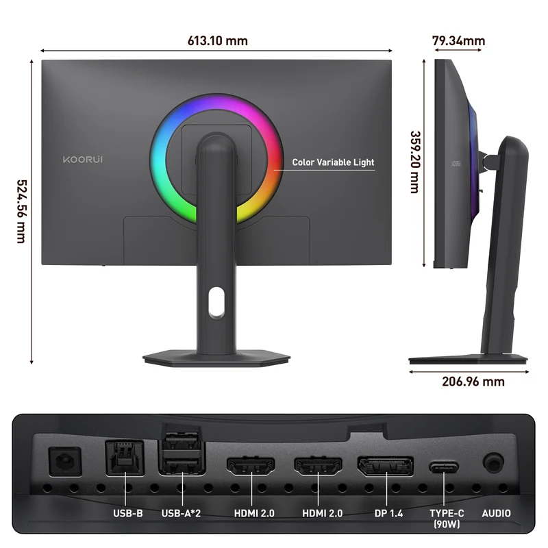 KOORUI S2741LM 27-inch Dual-Mode IPS/MINI LED UHD 160Hz/FHD 320Hz Gaming Monitor